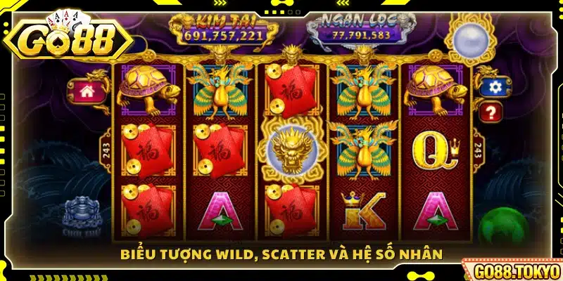 Các biểu tượng Wild, Scatter kết hợp cùng hệ số nhân 